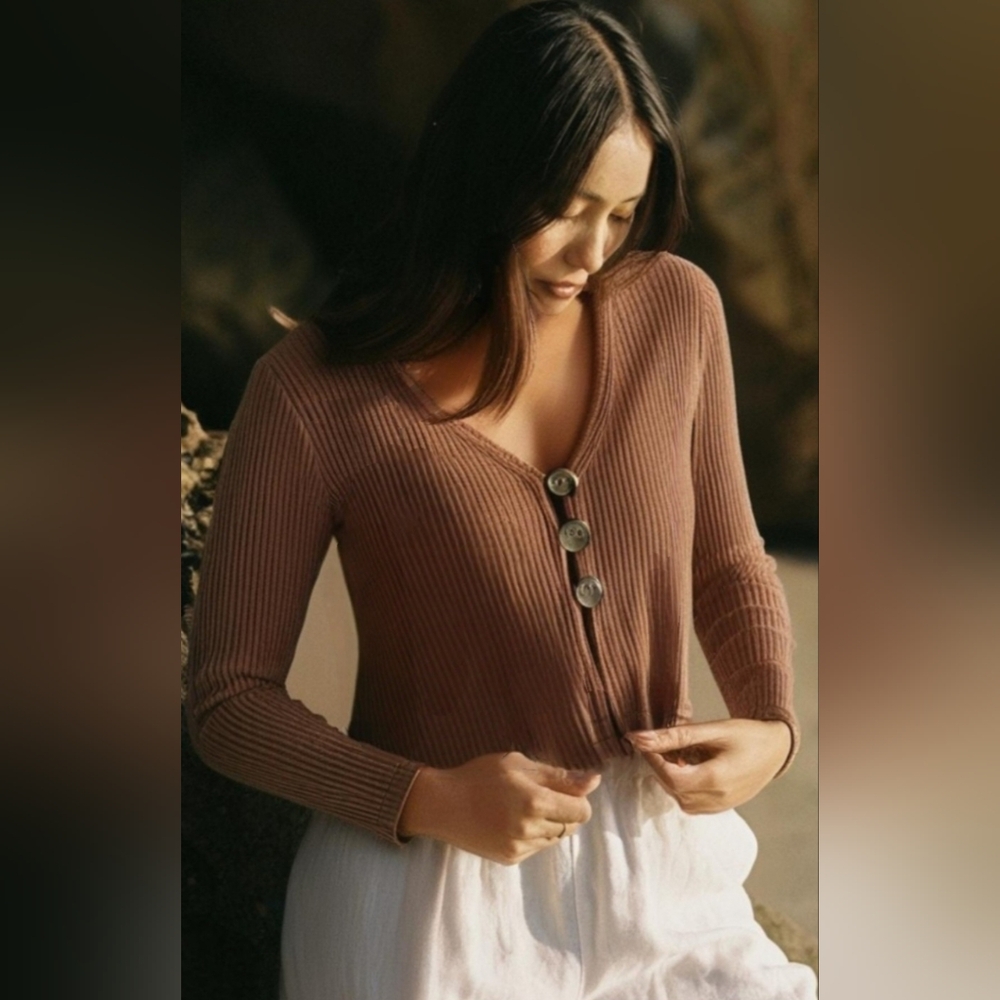 Publik Brown Ribbed Cardigan